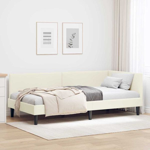 vidaXL Eckbettgestell Creme 80 x 200 cm Samt und engineered Holz, 42016213