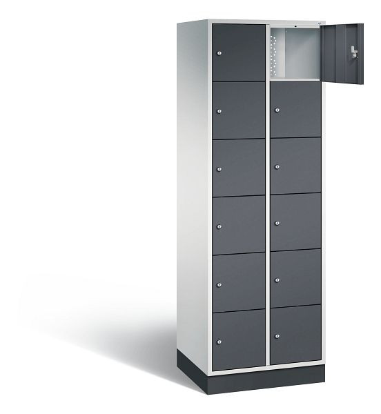 C+P Schließfachschrank Intro, H1950xB620xT490mm, Farbe: Lichtgrau / Schwarzgrau, 8670-201 S10095