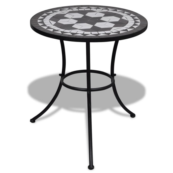 vidaXL Bistrotisch Schwarz und Weiß 60 cm Mosaik, 41532