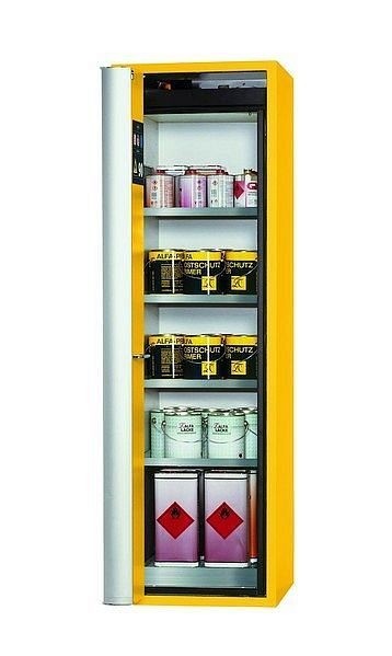 asecos Sicherheitsschrank S-PHOENIX Vol.2-90, S90.196.060.FDAC in sicherheitsgelb RAL 1004 mit 4x Fachboden (Edelstahl), 30235-002-30258