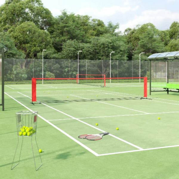 vidaXL Tennisnetz Schwarz und Rot 500x100x87 cm Polyester, 93758