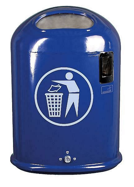 Renner Abfallbehälter oval, 45 L, mit Ascher, Chrom-Design, selbstschließende Federklappe im Einwurf, verzinkt, beschichtet, gelborange, 7034-10PB 2000