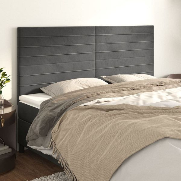 vidaXL Kopfteile 4 Stück Dunkelgrau 80x5x78/88 cm Samt, 3116527