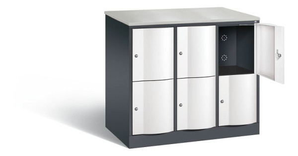 C+P XL-Schließfachschrank Resisto, H1077xB1148xT640mm, Farbe: Schwarzgrau / Verkehrsweiß, 8472-373 S10066