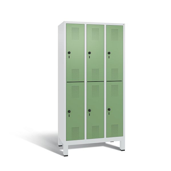 C+P Spind doppelstöckig Evolo, 3 Abteile, H1850xB900xT500 mm, Grau/Resedagrün, 48310-30 S10154