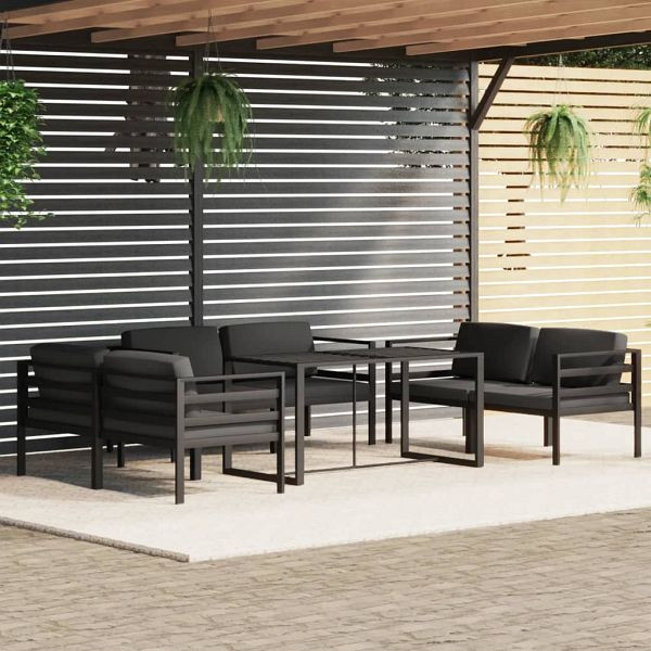 vidaXL 7-teilig Garten-Lounge-Set mit Kissen Aluminium Anthrazit, 3115929