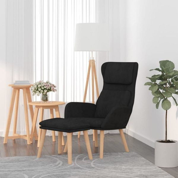vidaXL Relaxsessel mit Hocker Schwarz Samt, Füllung: Schaumstoff, 3097826