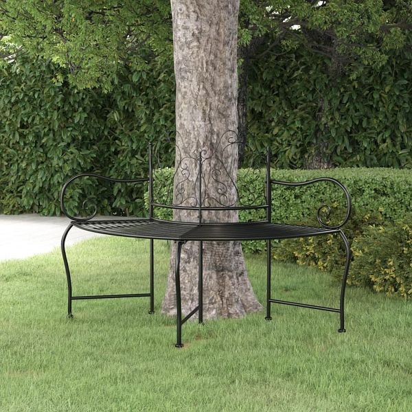 vidaXL Baumbank 150 cm Schwarz Stahl, 318823