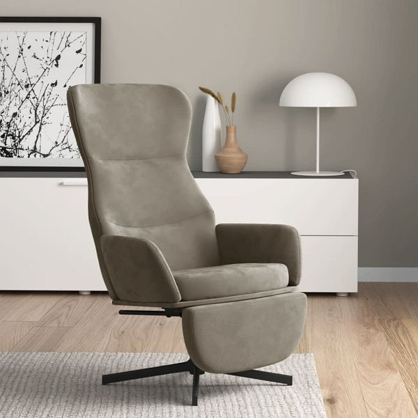vidaXL Relaxsessel mit Fußstütze Hellgrau Samt, 3097495