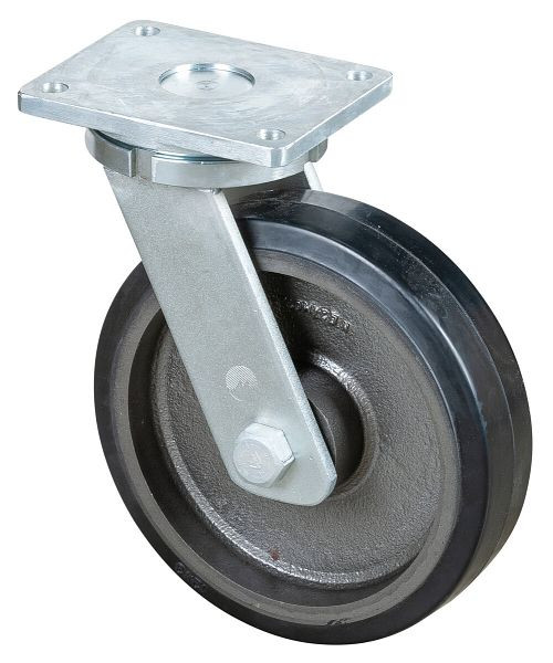 BS Rollen Schwerlastrolle, Rad-Breite 75 mm, Rad-Ø 300 mm, Tragfähigkeit 850 kg, Elastik-Reifen schwarz, Radkörper Guss, Kugellager, RR100.B81.301
