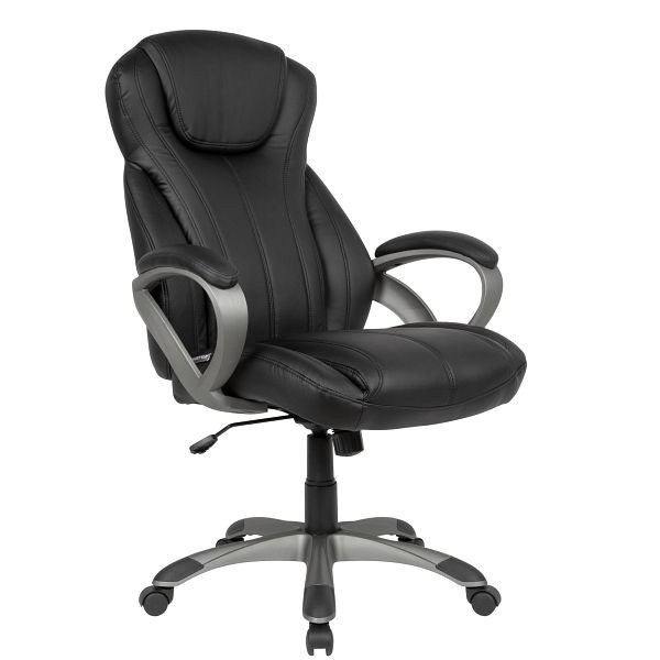 Amstyle Schreibtischstuhl Bezug Kunstleder Schwarz Bürodrehstuhl bis 120 kg, Höhenverstellbar, Bürosessel mit Armlehnen & hoher Rückenlehne, SPM1.415