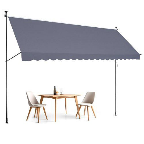 VEVOR Klemmmarkise 450x120 cm, Balkonmarkise mit Handkurbel, höhenverstellbar 218-309 cm, Grau, für Terrasse/Balkon/Garten, SSSZYPHSLZS1R1278V0