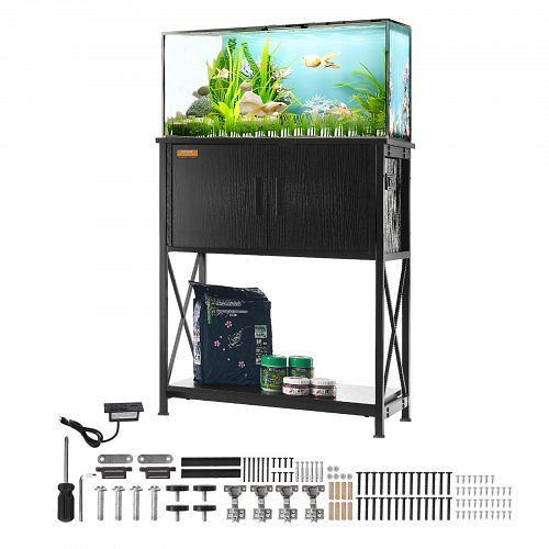 VEVOR Aquariumständer, 20 Gallonen, 65 x 42 x 81 cm aus Stahl & MDF, 76 kg Tragkraft, mit Lagerschrank und Eingebettetem Netzteil, GMZSZXZJMBXGS21QGV2
