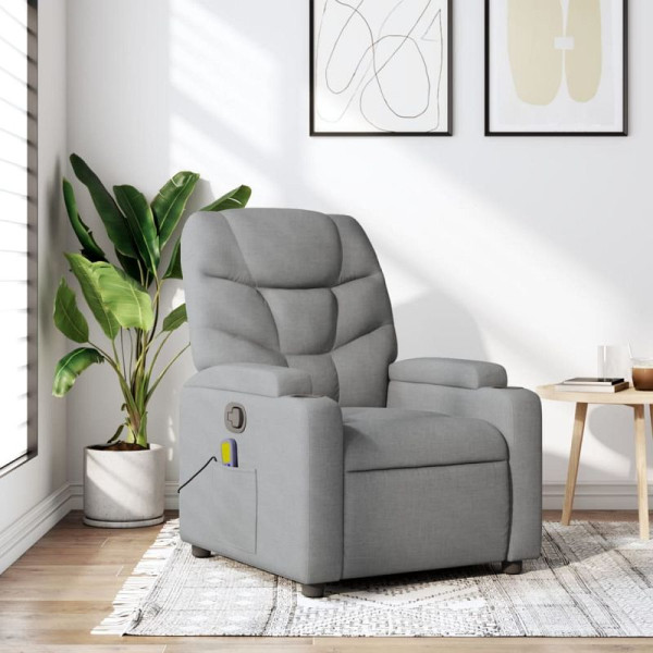 vidaXL Massage-Relaxsessel, hellgrauer Stoff, 3205612