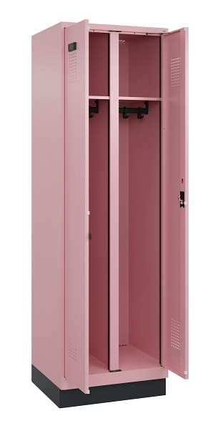 C+P Schwarz-Weiß-Spind Evolo PLUS, mit Sockel, 2 Abteile, 1950x600x500mm, 3015/3, Zylinderschloss, 049022-20 S10051