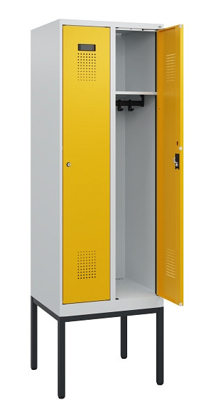 C+P Spind Evolo PLUS, Gestell, 2 Abteile, 1950x600x500mm, 7035/1004, Zylinderschloss, 0490305-20 S10018