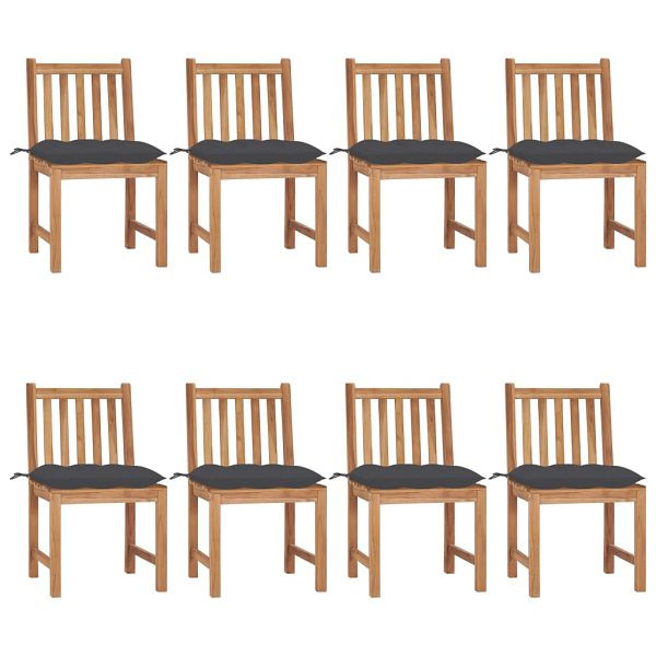 vidaXL Gartenstühle 8 Stück mit Kissen Massivholz Teak, 3073157