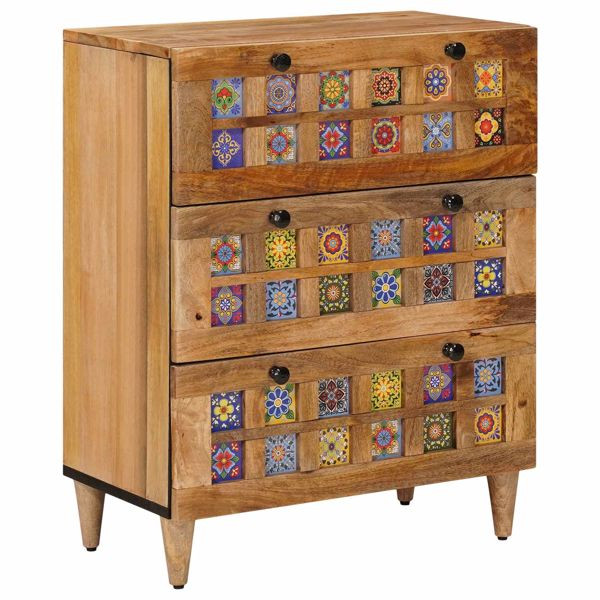 vidaXL Sideboard Natur 60 x 33 x 75 cm Massivholz Mango, 4018263