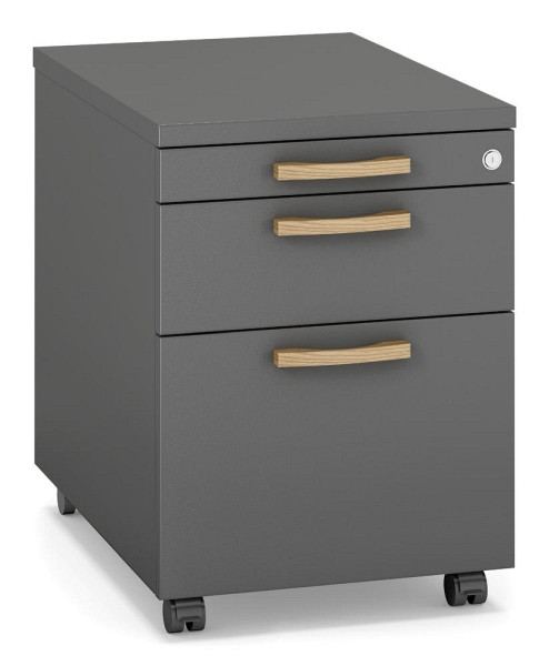 Deskin Rollcontainer SMART MODUL, Anthrazit, 435 x 600 x 600 mm, 1 + 1 Schübe + 1 Hängeregistratur, 332719