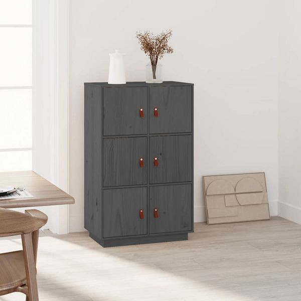 vidaXL Highboard Grau 67x40x108,5 cm Massivholz Kiefer, 820174