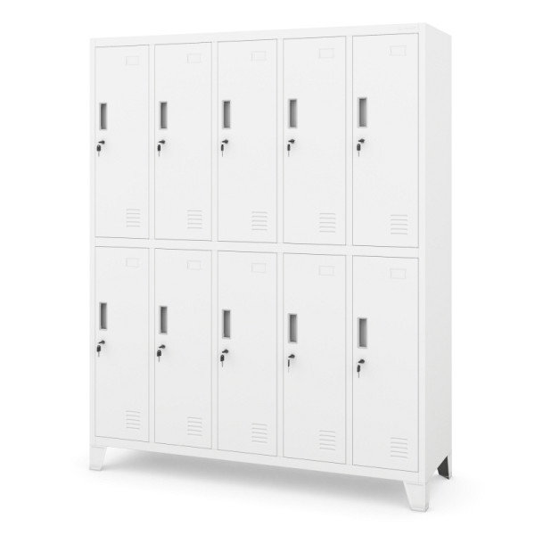 Jan Nowak BHP-Spind mit 10 Türen BARTEK 1360 x 1720 x 450 mm, weiß, 1878