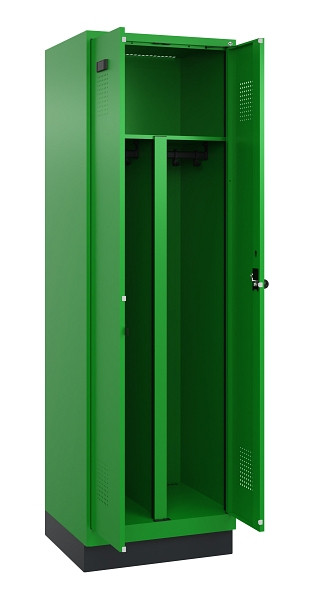 C+P PSA Schwarz-Weiß-Spind Evolo PLUS, mit Sockel, 2 Abteile, 1950x600x500mm, 60, Drehriegel, 049022-20P S10026