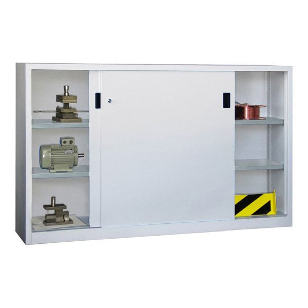 Pavoy Schwerlastschiebetürschrank 1200/2000/400, Mitteltrennwand, 4 verzinkte Fachböden; Drehdruckzylinderschloss, 30331-200-400-910303