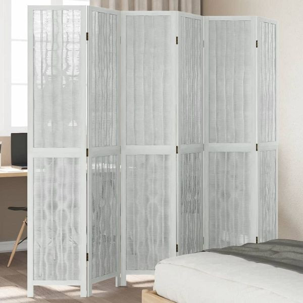 vidaXL 6-teilig Raumteiler Weiß Massivholz Paulownia, 358683