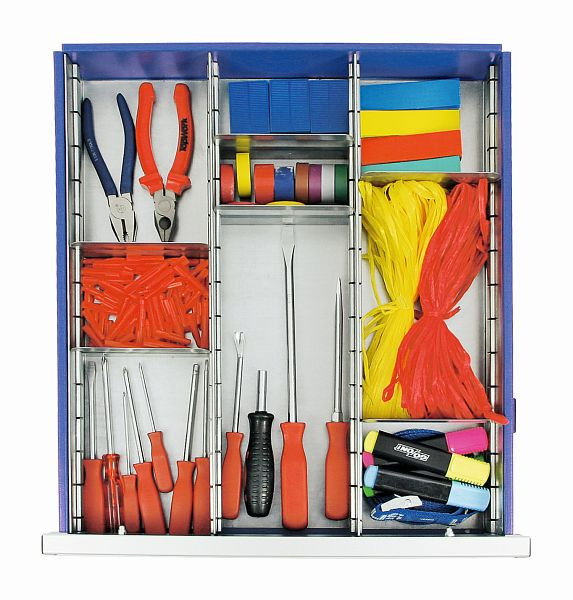 stumpf Einteilungs-Set, 1/3 verzinkt, 9-teilig, 100 mm hoch, für 100 mm hohe Schubladen der Serien T100/35, STS, ESTA und MovaFlex, 7001109