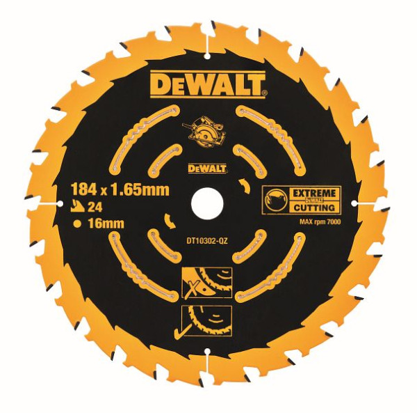 DeWalt 184 x 20mm / 40 Z Kreissägeblatt für Handkreissägen ohne Spaltkeil für feine Schnitte, DT10303-QZ