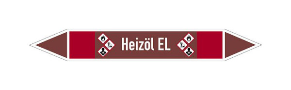 Schilder Klar Rohrleitungskennzeichen Heizöl EL, 33000x180 mm Folie selbstklebend, 101643/83