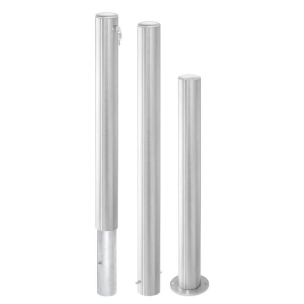 Stein HGS Absperrpfosten -Steel Line Plus-, Feststehend, zum Aufdübeln, mit runder Bodenplatte, inkl. 2 Dübel, 1 Öse, 14300-01