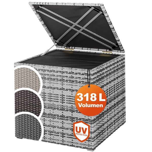 casaria Gartenbox Polyrattan 318L Grau mit Innenverkleidung wetterfest, 109153