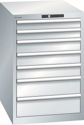 LISTA Schubladenschrank 27x36E (BxTxH) 564x725x850mm KEY Lock, Lichtgrau, Schubladen: 7, Fronthöhen: 75-150 mm, 14.405.020