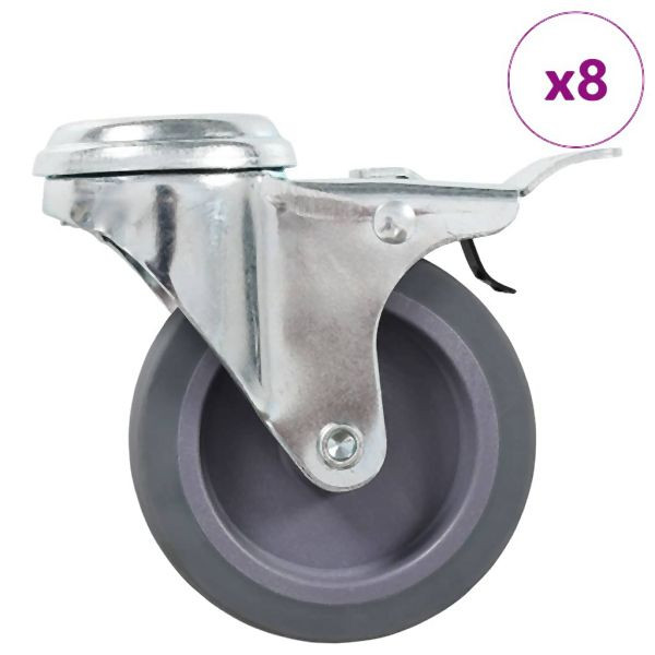 vidaXL 8 Stück Lenkrollen mit Rückenloch 75 mm, 277856, 8719883716480