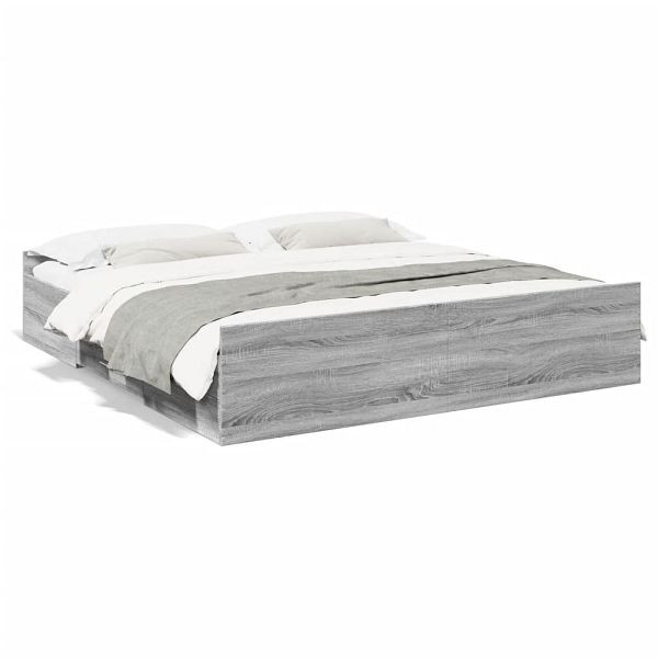 vidaXL Bettgestell mit Schubladen Grau Sonoma 200x200cm Holzwerkstoff, 3280270