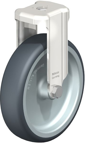 Blickle BKRXA-TPA 126G Edelstahl-Apparate-Bockrolle mit Rückenloch, Thermoplastisches Gummi-Elastomer, Grau, 447953