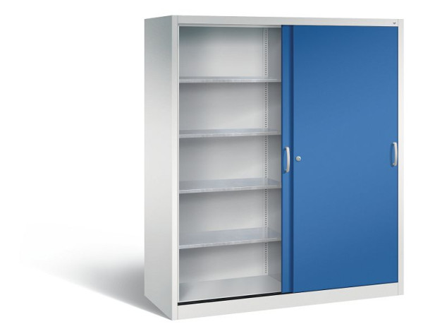 C+P Schiebetürenschrank Acurado, H1950xB1600xT600mm, Farbe: Lichtgrau / Enzianblau, Bügelgriff, 2169-00 S10100