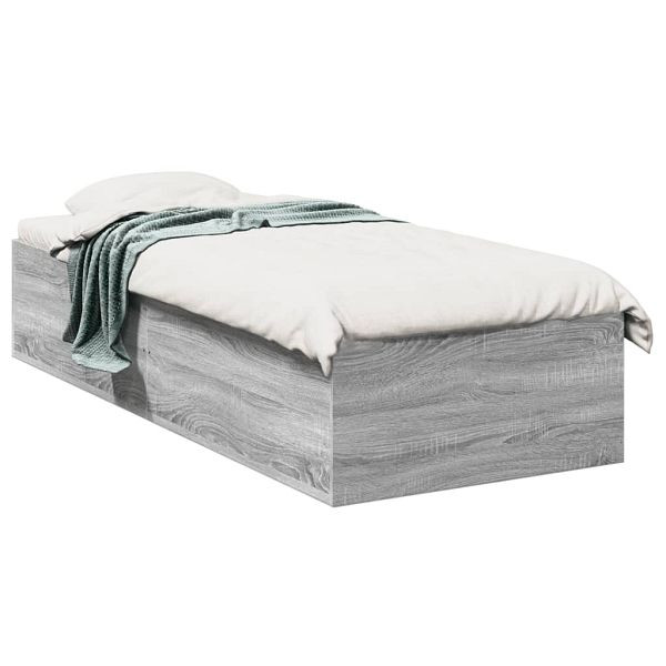 vidaXL Bettgestell Grau Sonoma 90x200 cm Holzwerkstoff, 3281061