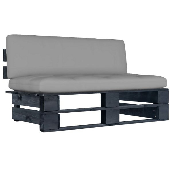 vidaXL Garten-Paletten-Mittelsofa Schwarz Imprägniertes Kiefernholz, 3066507