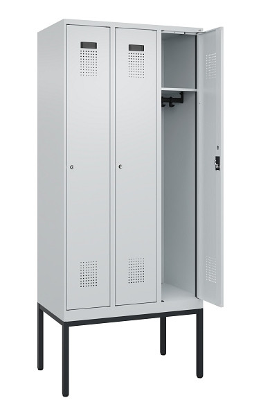 C+P Spind Evolo PLUS, Gestell, 3 Abteile, 2120x900x500mm, 7035/7035, Verschluss Zylinderschloss, Ablageböden 3, 0490307-30 S10040