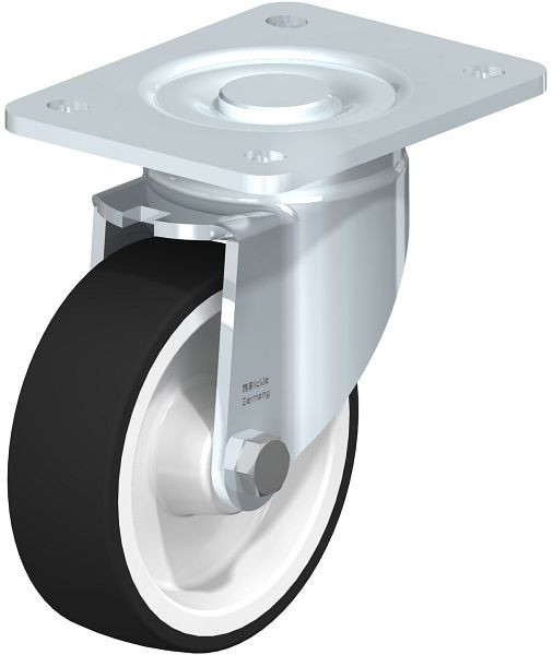 Blickle LH-POTH 125R-3 Stahlblech-Lenkrolle, Schwerlast-Ausführung, mit Anschraubplatte, Thermoplastisches Polyurethan, Grau, 44909