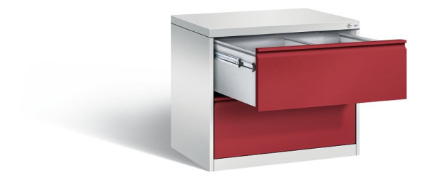 C+P Hängeregistraturschrank Acurado, H733xB787xT590mm, Farbe: Lichtgrau / Rubinrot, Griffleiste, 12912-312 S10041