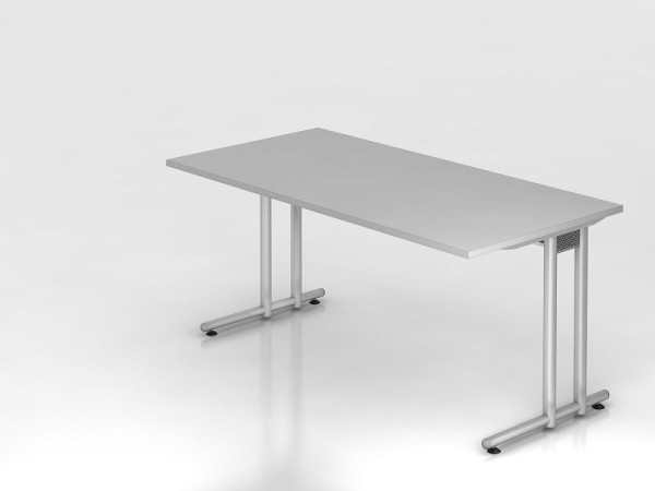 Hammerbacher Schreibtisch C-Fuß 160x80cm Grau/Silber, Arbeitshöhe 72 cm, VNS16/5/S