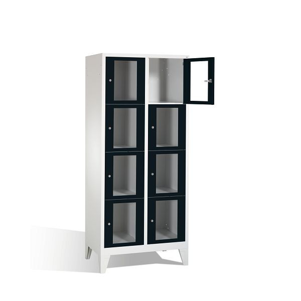 C+P Schließfachschrank Classic, H1850xB810xT500mm, Farbe: Lichtgrau / Schwarzgrau, 8010A224 S10005