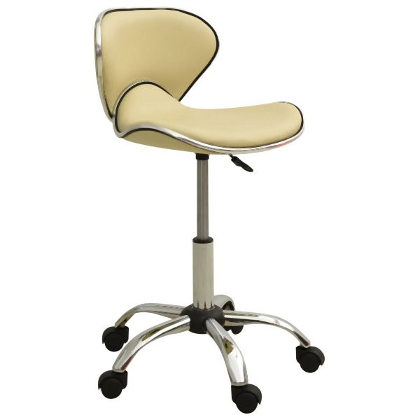 vidaXL Friseur Rollhocker Creme Kunstleder, Füllung: Schaumstoff, 323677