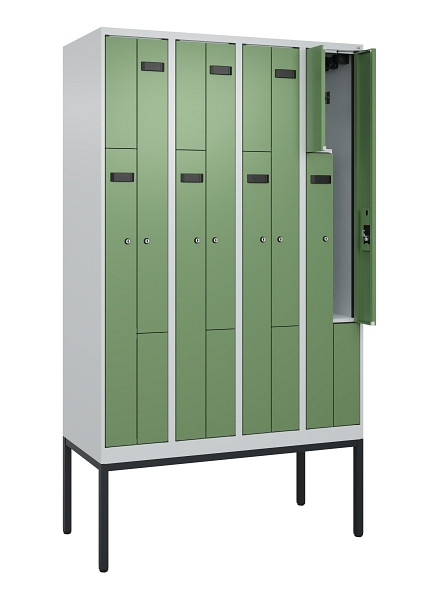 C+P Z-Spind Evolo PLUS, Gestell, 8 Fächer, 2120x1200x500mm, 7035/6011, Zylinderschloss, 0490337-408 S10033