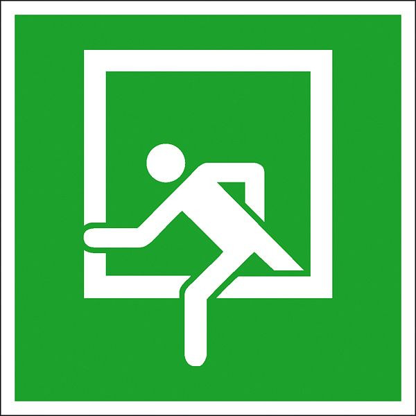SafetyMarking Fluchtwegschild, Notausstieg, BxH 20x20 cm, Folie, selbstklebend, langnachleuchtend, 38.A2035