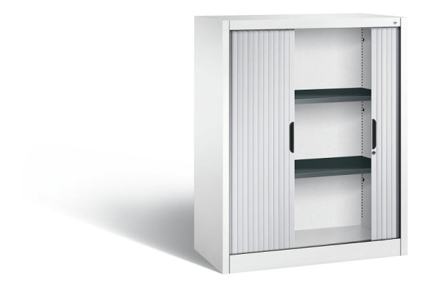 C+P Sideboard mit Rollladen Omnispace, H1230xB1000xT420mm, Farbe: Verkehrsweiß / Weißaluminium, Griffmulde, 3 OH, 3232-00 S10202