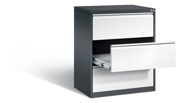 C+P Karteischrank Acurado, H1045xB787xT590mm, Farbe: Schwarzgrau / Verkehrsweiß, Griffleiste, 12923-322 S10035